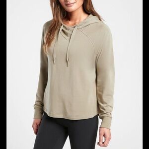 Athleta Boardwalk High Hip Hoodie Olive Gray Sz L Tencel Cozy